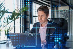 businessman on a computer