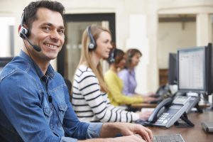 customer service representative at a desk