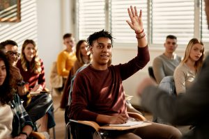 high school students attending class